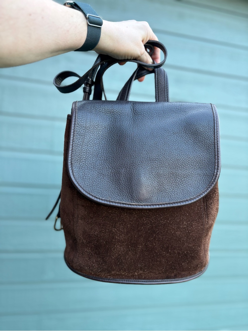 Vintage Coach Brown Suede and Dark Brown Leather Berkeley  Backpack